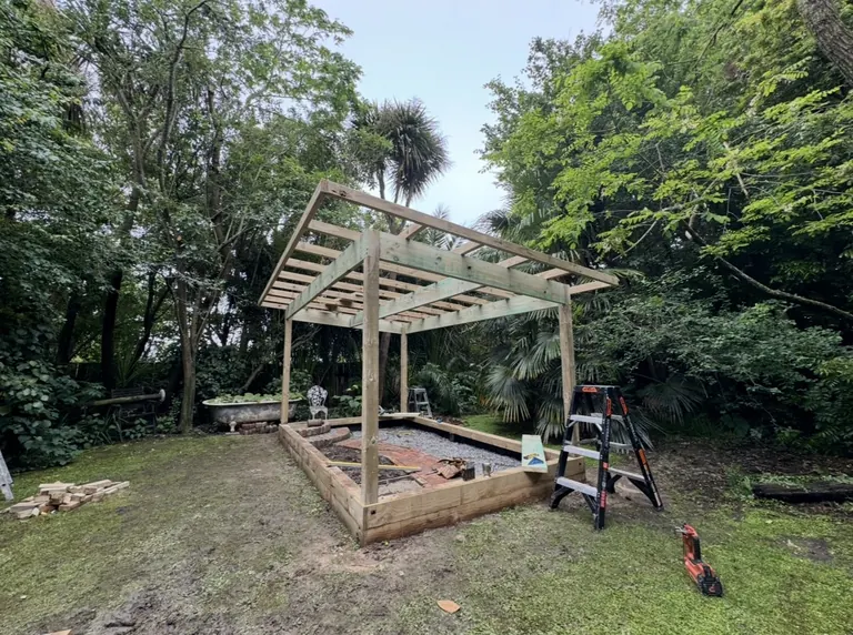 Timber structure during construction